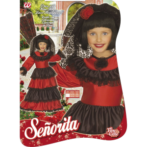 COSTUME VESTITO ABITO TRAVESTIMENTO CARNEVALE BAMBINA SENORITA VESTITO E COPRICAPO 3/5 ANNI - 4396E
