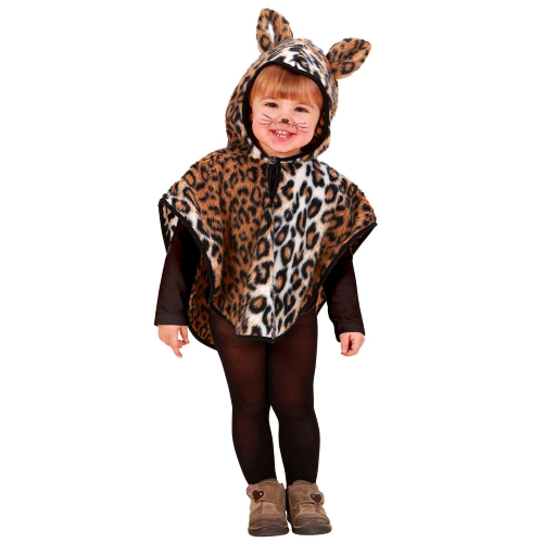 COSTUME VESTITO ABITO TRAVESTIMENTO CARNEVALE LEOPARDO PONCHO CON CAPPUCCIO 1/4 ANNI - 5931P