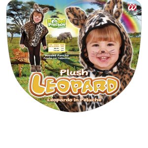COSTUME VESTITO ABITO TRAVESTIMENTO CARNEVALE LEOPARDO PONCHO CON CAPPUCCIO 1/4 ANNI - 5931P