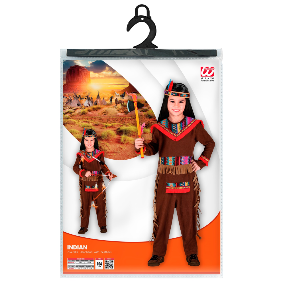 VESTITO CARNEVALE + ACCESSORI INDIANO COSTUME ASCIA TRAVESTIMENTO (4/5 ANNI)