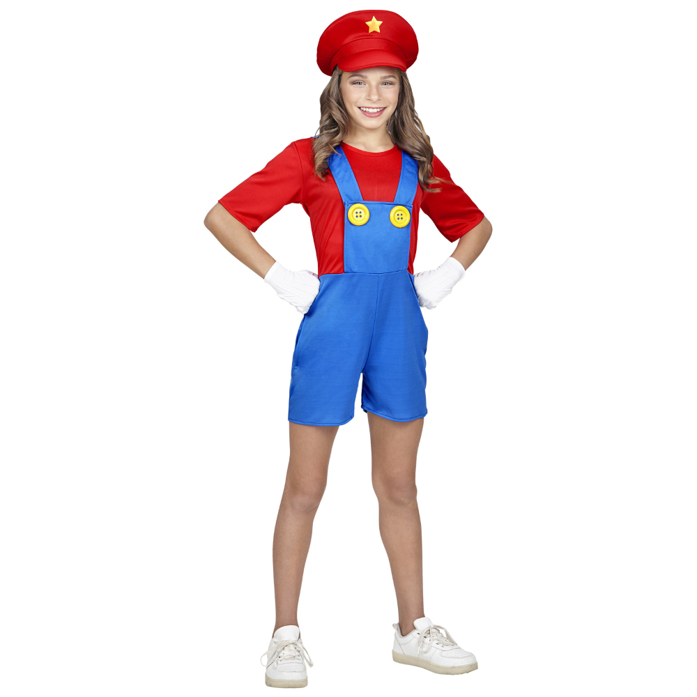 VESTITO CARNEVALE + ACCESSORI SUPER IDRAULICA TUTA CAPPELLO BAFFI 5/7 ANNI - 0869+0835O