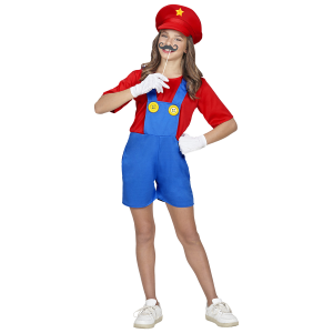 VESTITO CARNEVALE + ACCESSORI SUPER IDRAULICA TUTA CAPPELLO BAFFI 5/7 ANNI - 0869+0835O