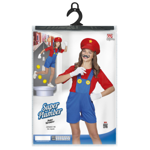VESTITO CARNEVALE + ACCESSORI SUPER IDRAULICA TUTA CAPPELLO BAFFI 5/7 ANNI - 0869+0835O