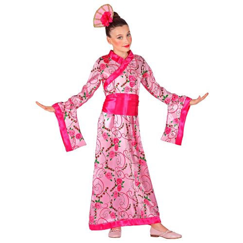 COSTUME VESTITO ABITO TRAVESTIMENTO CARNEVALE PRINCIPESSA ASIATICA KIMONO E COPRICAPO 4/13 ANNI - 0987
