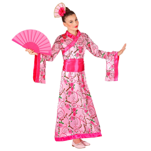 VESTITO CARNENALE + ACCESSORI PRINCIPESSA ASIATICA VENTAGLIO TRAVESTIMENTO (5/7 ANNI)