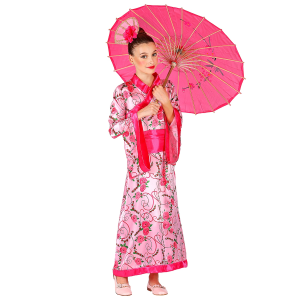 COSTUME VESTITO ABITO TRAVESTIMENTO CARNEVALE PRINCIPESSA ASIATICA KIMONO E COPRICAPO 4/13 ANNI - 0987