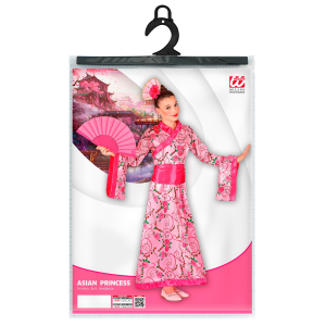 VESTITO CARNENALE + ACCESSORI PRINCIPESSA ASIATICA VENTAGLIO TRAVESTIMENTO (5/7 ANNI)