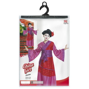 VESTITO CARNEVALE + ACCESSORI GEISHA GIAPPONESE KIMONO E CINTURA PARRUCCA 5/7 ANNI - 3871+01509