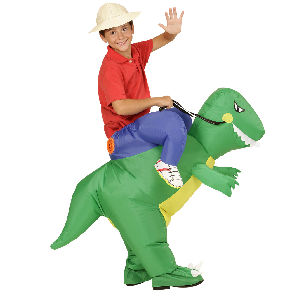 COSTUME VESTITO ABITO TRAVESTIMENTO CARNEVALE BAMBINO DINOSAURO GONFIABILE E CAPPELLO TG UNICA - 75503