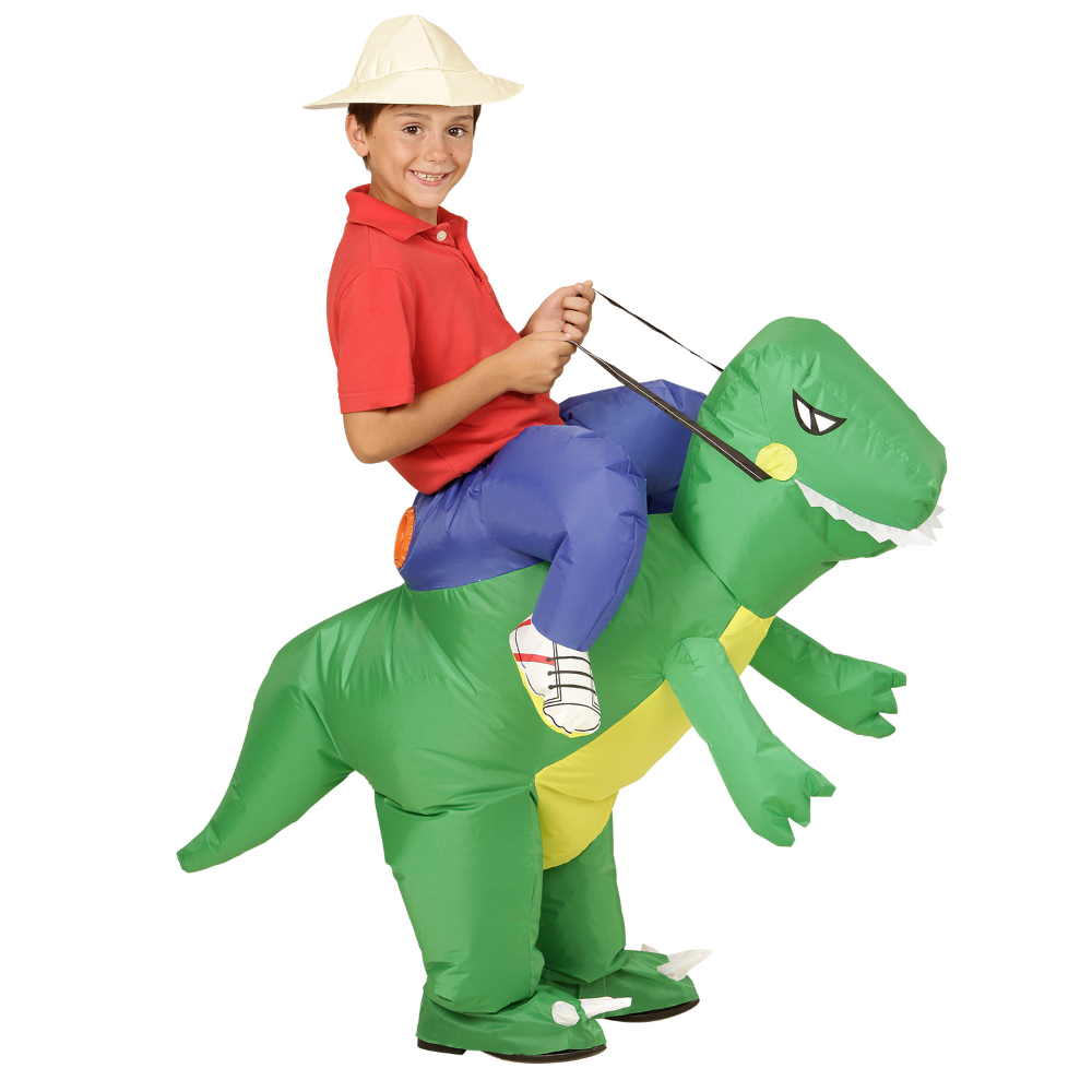 COSTUME VESTITO ABITO TRAVESTIMENTO CARNEVALE BAMBINO DINOSAURO GONFIABILE E CAPPELLO TG UNICA - 75503