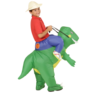 COSTUME VESTITO ABITO TRAVESTIMENTO CARNEVALE BAMBINO DINOSAURO GONFIABILE E CAPPELLO TG UNICA - 75503