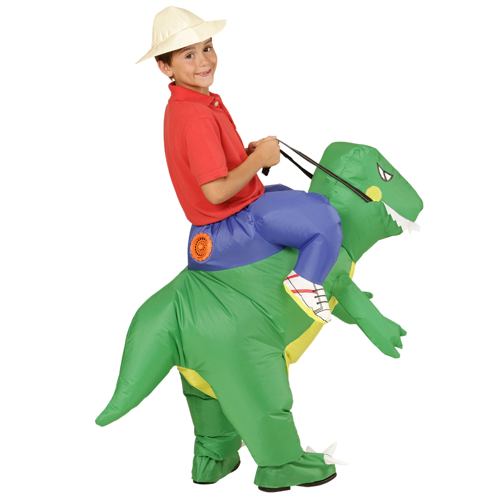 COSTUME VESTITO ABITO TRAVESTIMENTO CARNEVALE BAMBINO DINOSAURO GONFIABILE E CAPPELLO TG UNICA - 75503