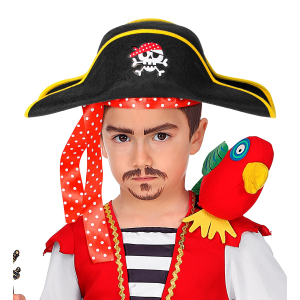 VESTITO CARNEVALE + ACCESSORI PIRATA COSTUME SCIABOLA SCUDO CAPPELLO TRAVESTIMENTO (4/5 ANNI)