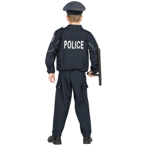 VESTITO CARNEVALE + ACCESSORI  POLIZIOTTO COSTUME PISTOLA MANGANELLO TRAVESTIMENTO 11/13 ANNI - 0446+2423P+2775P