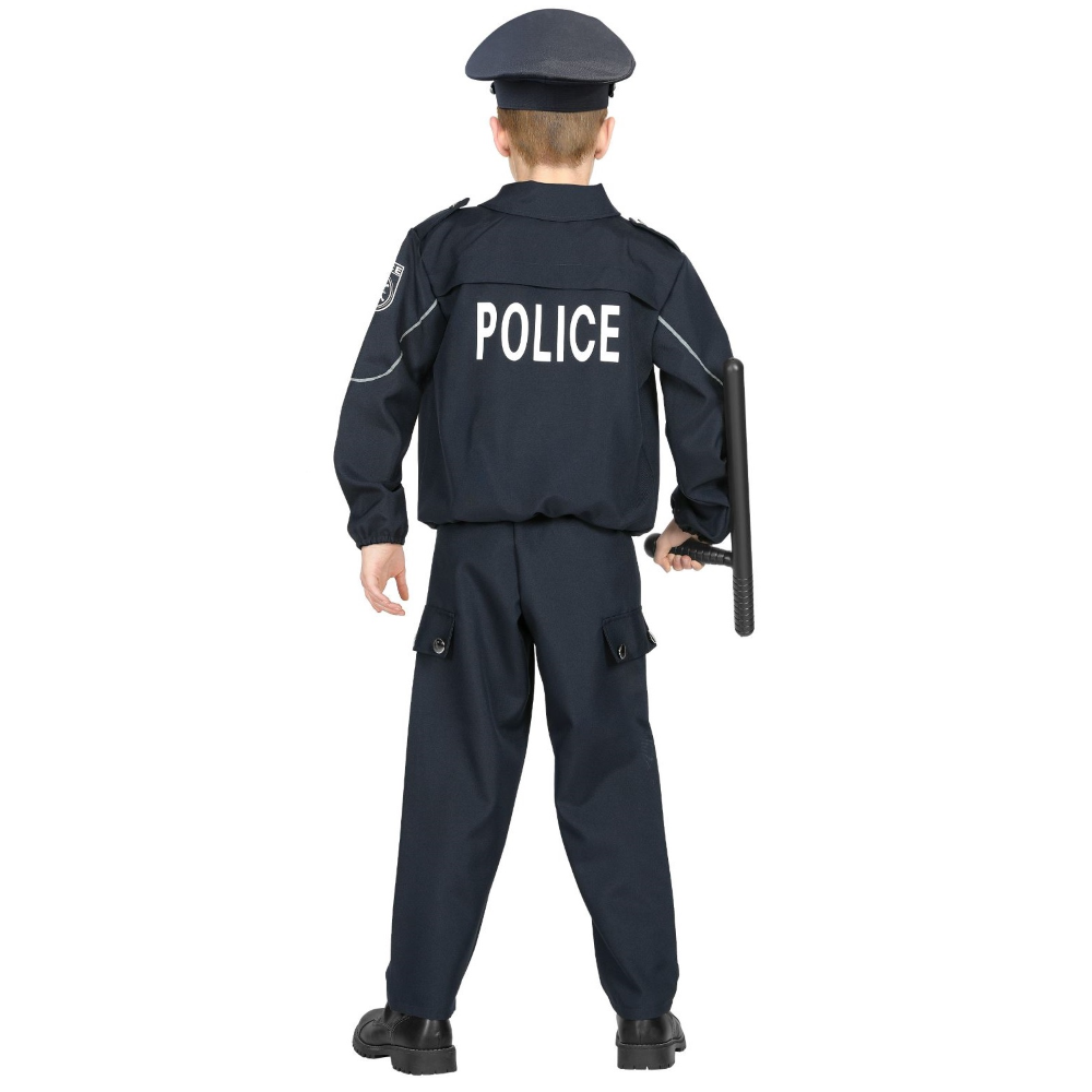 VESTITO CARNEVALE + ACCESSORI  POLIZIOTTO COSTUME PISTOLA MANGANELLO TRAVESTIMENTO 11/13 ANNI - 0446+2423P+2775P