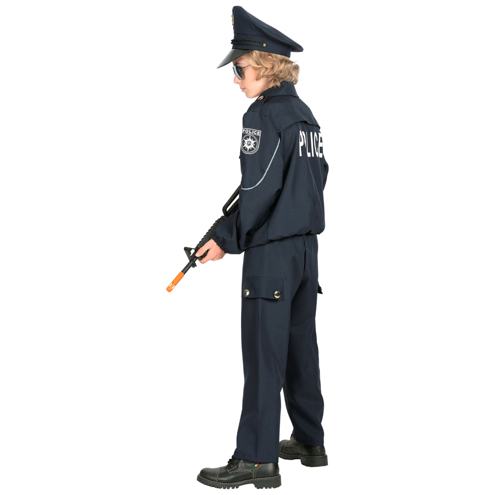 COSTUME VESTITO ABITO TRAVESTIMENTO CARNEVALE POLIZIOTTO GIACCA PANTALONI CAPPELLO 2/13 ANNI - 0446