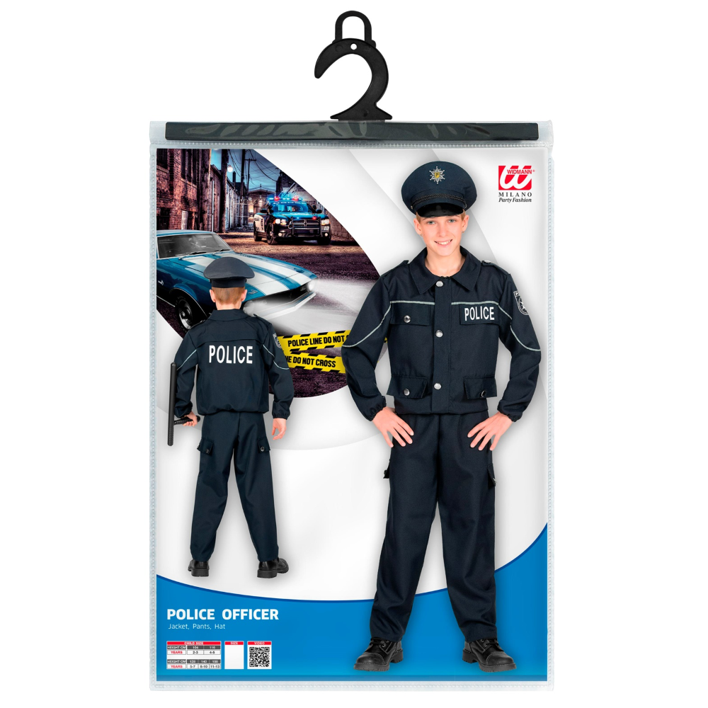 VESTITO CARNEVALE + ACCESSORI  POLIZIOTTO COSTUME PISTOLA MANGANELLO TRAVESTIMENTO 11/13 ANNI - 0446+2423P+2775P