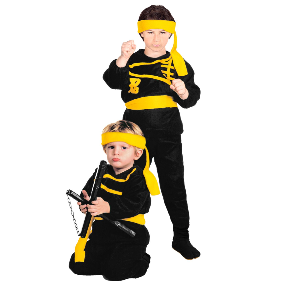 COSTUME VESTITO ABITO TRAVESTIMENTO CARNEVALE NINJA CASACCA PANTALONI CINTURA FASCIA 2/3 ANNI - 3613