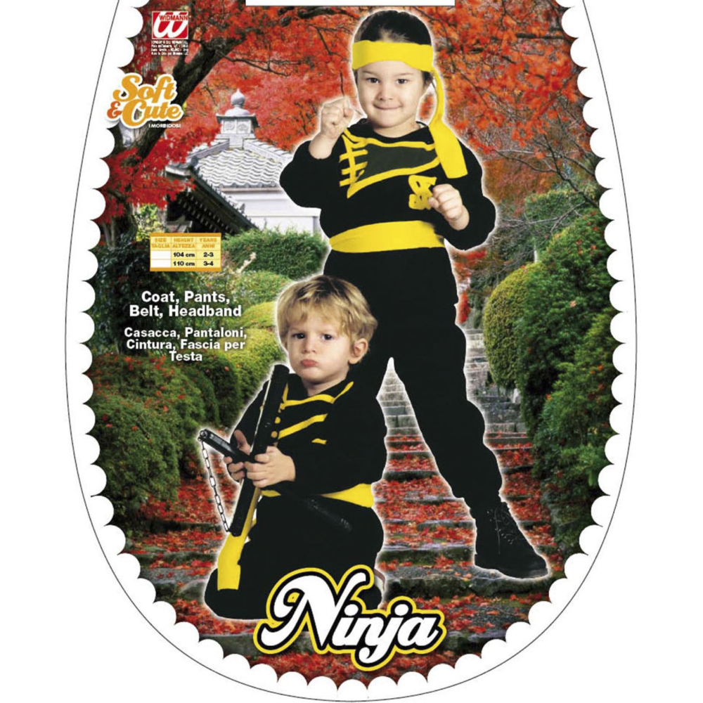 COSTUME VESTITO ABITO TRAVESTIMENTO CARNEVALE NINJA CASACCA PANTALONI CINTURA FASCIA 2/3 ANNI - 3613
