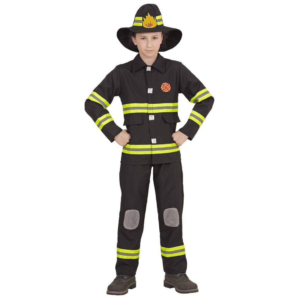 COSTUME VESTITO ABITO TRAVESTIMENTO CARNEVALE POMPIERE CASACCA PANTALONI ELMO 4/13 ANNI - 9679