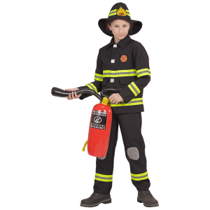 COSTUME VESTITO ABITO TRAVESTIMENTO CARNEVALE POMPIERE CASACCA PANTALONI ELMO 4/13 ANNI - 9679