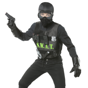 SET TRAVESTIMENTO SWAT ACCESSORI VESTITO TRAVESTIMENTO CARNEVALE BAMBINO - 00323
