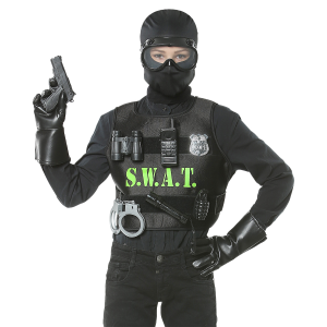 SET TRAVESTIMENTO SWAT ACCESSORI VESTITO TRAVESTIMENTO CARNEVALE BAMBINO - 00323