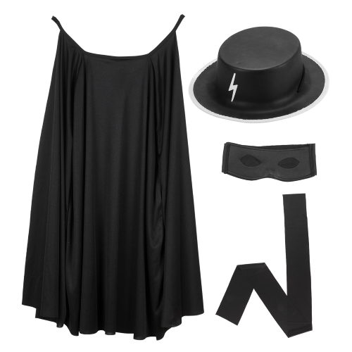 SET TRAVESTIMENTO EROE BANDITO MASCHERATO ACCESSORI VESTITO TRAVESTIMENTO CARNEVALE BAMBINO - 4287Z