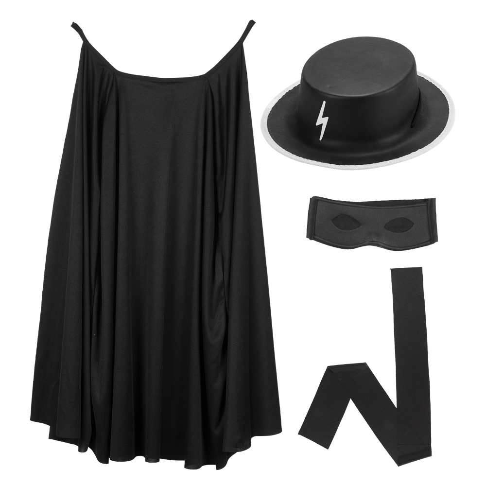 SET TRAVESTIMENTO EROE BANDITO MASCHERATO ACCESSORI VESTITO TRAVESTIMENTO CARNEVALE BAMBINO - 4287Z