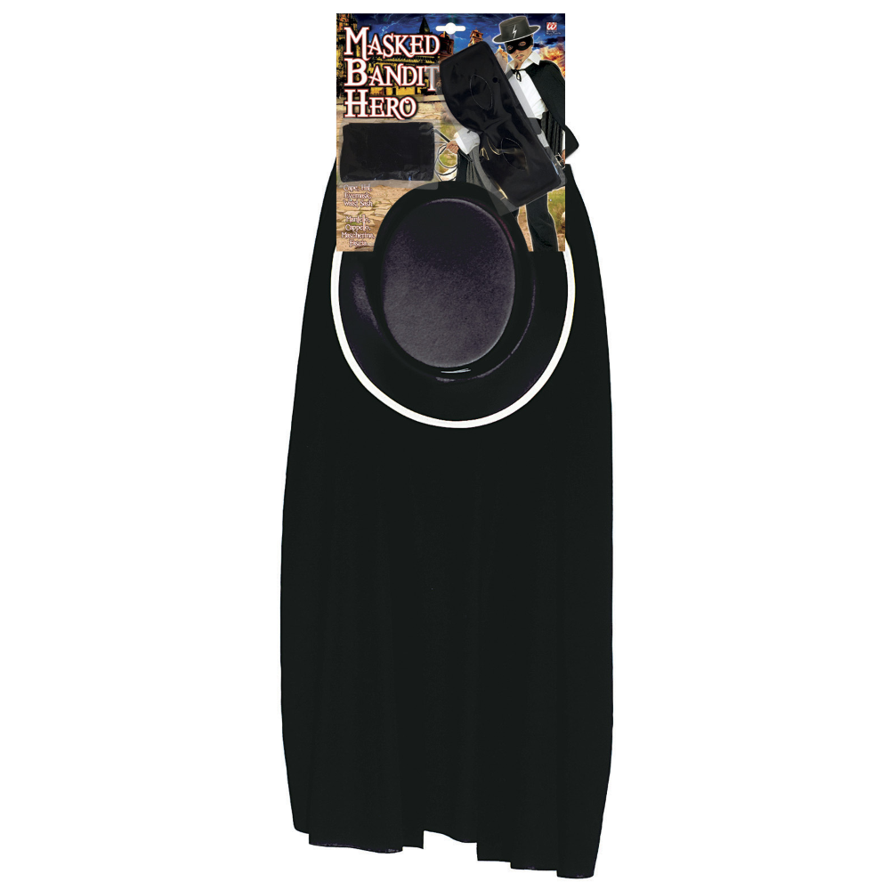 SET TRAVESTIMENTO EROE BANDITO MASCHERATO ACCESSORI VESTITO TRAVESTIMENTO CARNEVALE BAMBINO - 4287Z