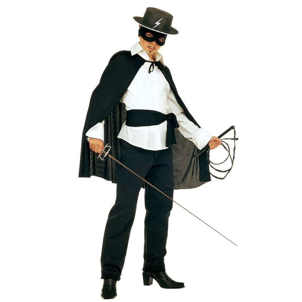 SET TRAVESTIMENTO EROE BANDITO MASCHERATO ACCESSORI VESTITO TRAVESTIMENTO CARNEVALE BAMBINO - 4287Z