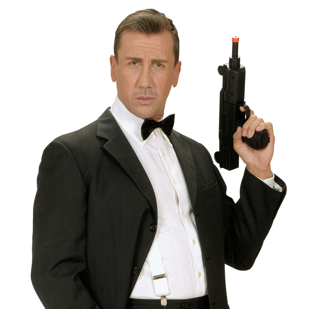 PISTOLA MITRAGLIATRICE UZI CON SUONO ACCESSORI PER ABITO VESTITO TRAVESTIMENTO CARNEVALE BAMBINO
