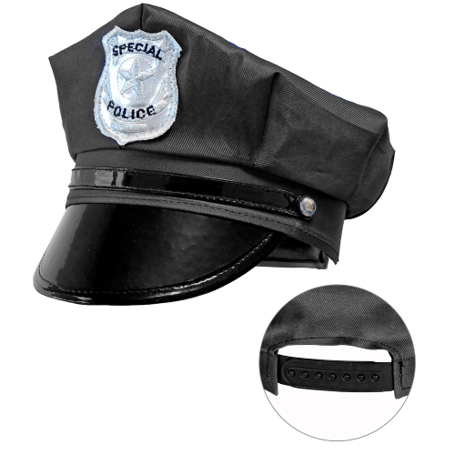 CAPPELLO POLIZIA REGOLABILE ACCESSORI ABITO VESTITO CARNEVALE ADULTO - 03328