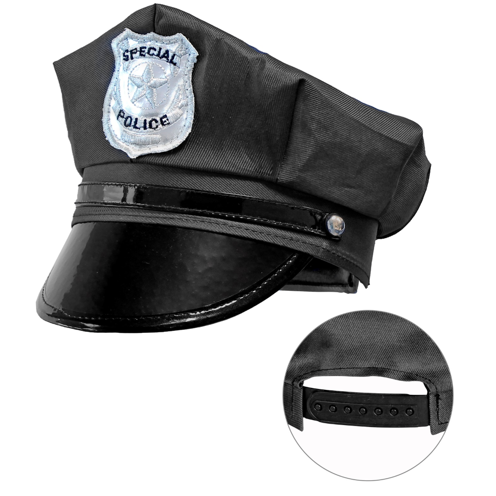 CAPPELLO POLIZIA REGOLABILE ACCESSORI ABITO VESTITO CARNEVALE ADULTO - 03328