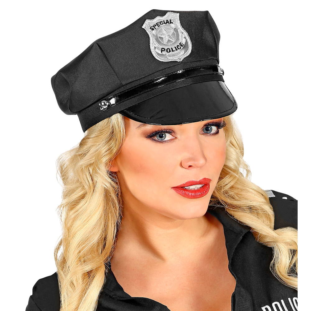 CAPPELLO POLIZIA REGOLABILE ACCESSORI ABITO VESTITO CARNEVALE ADULTO - 03328