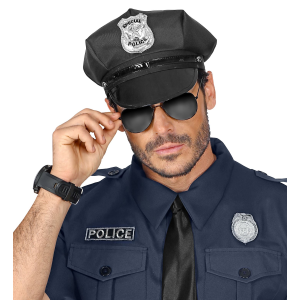CAPPELLO POLIZIA REGOLABILE ACCESSORI ABITO VESTITO CARNEVALE ADULTO - 03328