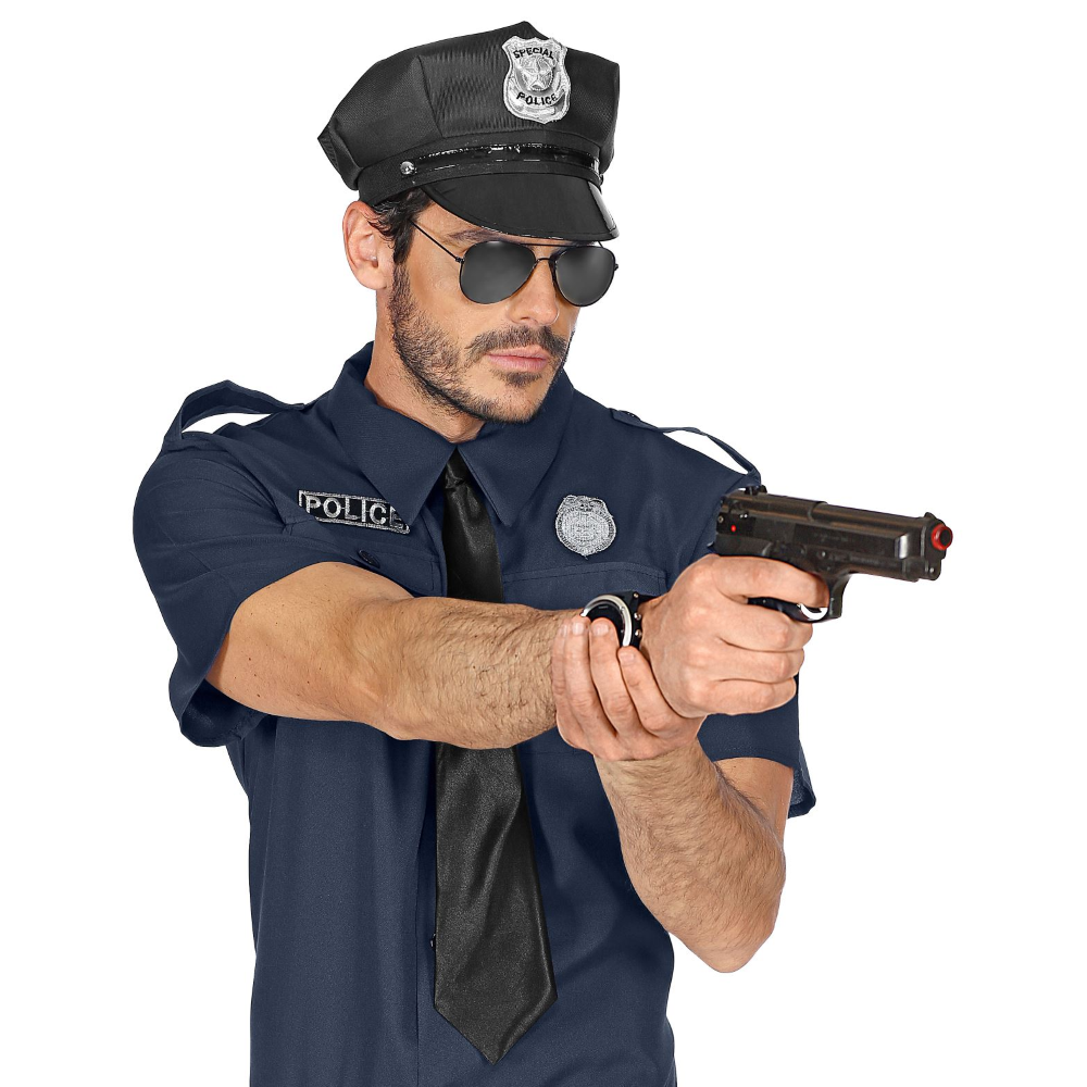 CAPPELLO POLIZIA REGOLABILE ACCESSORI ABITO VESTITO CARNEVALE ADULTO - 03328