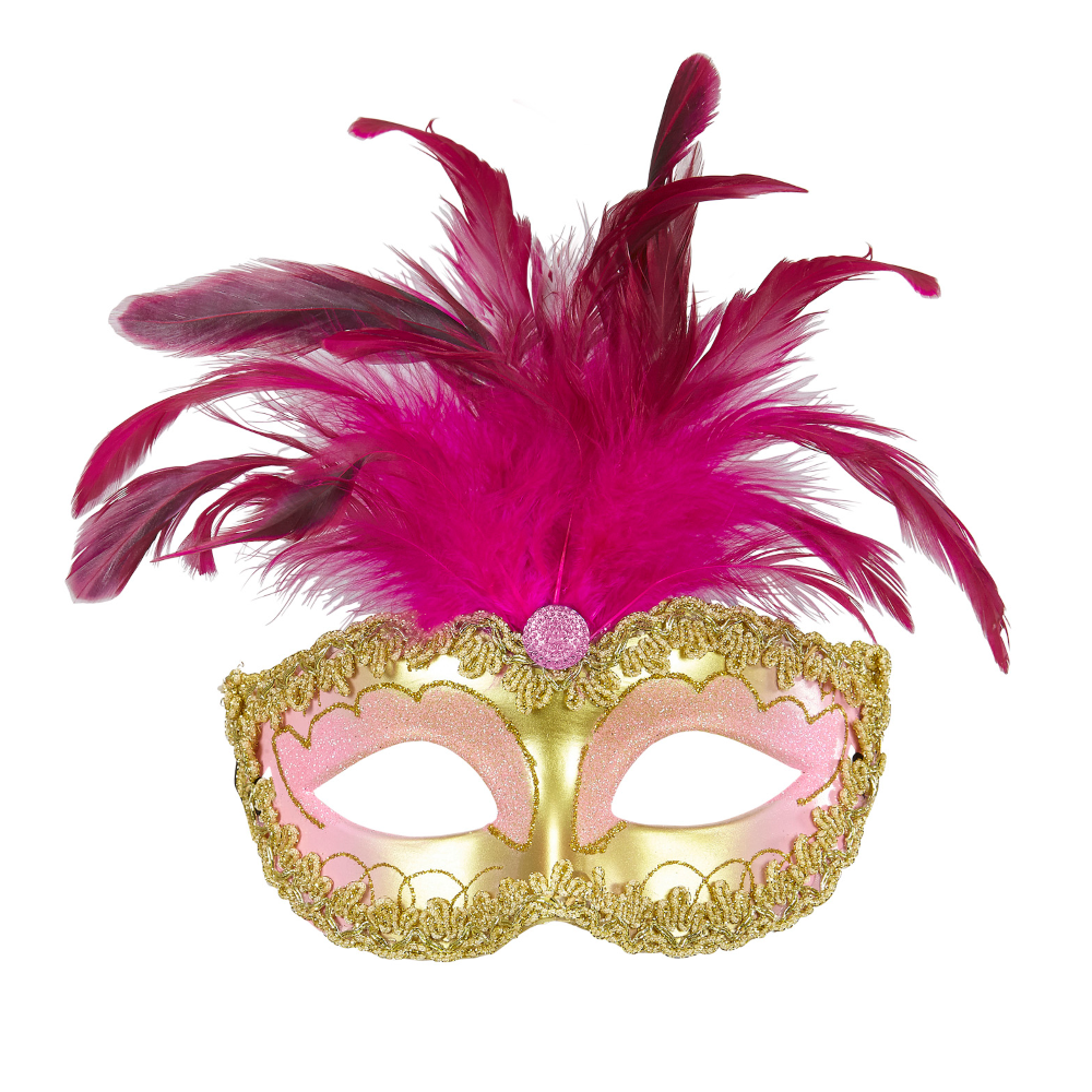 MASCHERA REALE ORO CON GEMME STRASS GLITTER E PIUME ACCESSORI PER ABITO VESTITO TRAVESTIMENTO CARNEVALE - 04698