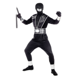VESTITO CARNEVALE + ACCESSORI MIRROR NINJA COSTUME SPADA SAI 11/13 ANNI TRAVESTIMENTO - 0011+8711S