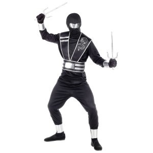 VESTITO CARNEVALE + ACCESSORI MIRROR NINJA COSTUME SPADA SAI 11/13 ANNI TRAVESTIMENTO - 0011+8711S