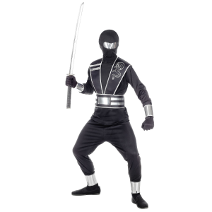 VESTITO CARNEVALE + ACCESSORI MIRROR NINJA COSTUME SPADA SAI 11/13 ANNI TRAVESTIMENTO - 0011+8711S