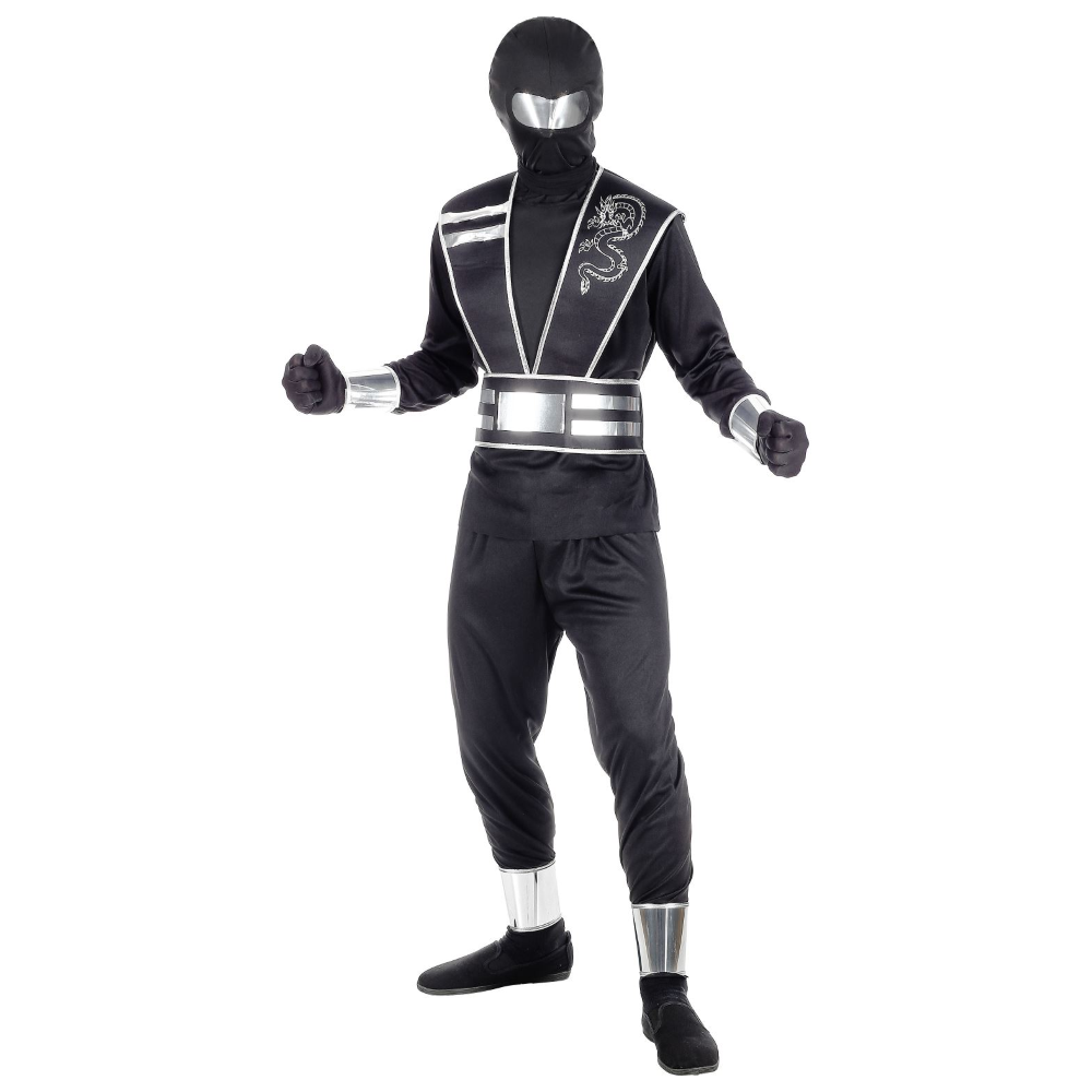 VESTITO CARNEVALE + ACCESSORI MIRROR NINJA COSTUME SPADA SAI 11/13 ANNI TRAVESTIMENTO - 0011+8711S