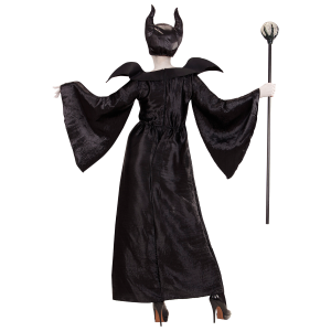 VESTITO CARNEVALE + ACCESSORI MALEFICA ABITO COPRICAPO E BASTONE MAGICO TAGLIA M TRAVESTIMENTO - 0370+52815