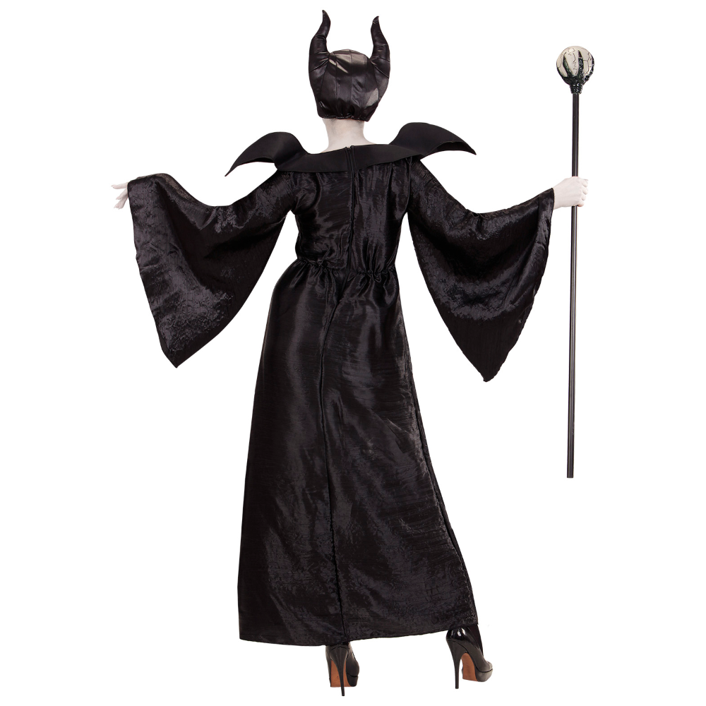 VESTITO CARNEVALE + ACCESSORI MALEFICA ABITO COPRICAPO E BASTONE MAGICO TAGLIA M TRAVESTIMENTO - 0370+52815