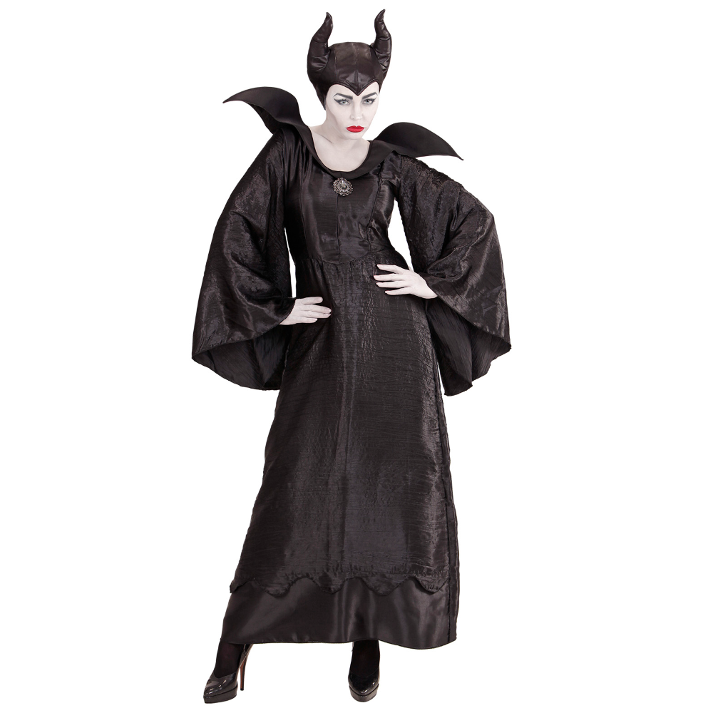 VESTITO CARNEVALE + ACCESSORI MALEFICA ABITO COPRICAPO E BASTONE MAGICO TAGLIA M TRAVESTIMENTO - 0370+52815