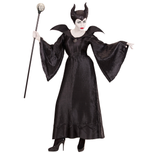 VESTITO CARNEVALE + ACCESSORI MALEFICA ABITO COPRICAPO E BASTONE MAGICO TAGLIA M TRAVESTIMENTO - 0370+52815