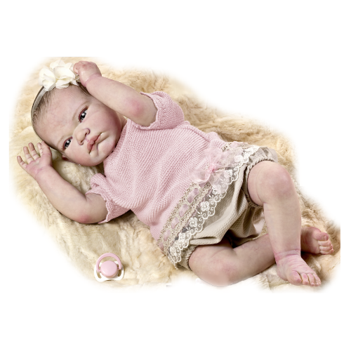 BAMBOLA RAUBER REBORN YASMINA VESTITINO IN LANA CIUCCIO SCIALLE 52 CM 2.5 KG - 5211