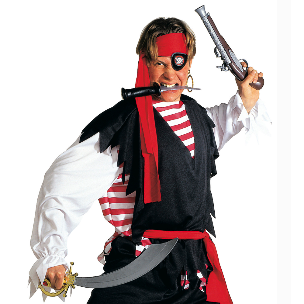 SCIABOLA PIRATA CON BENDA OCCHIO ACCESSORI PER ABITO VESTITO TRAVESTIMENTO CARNEVALE BAMBINO