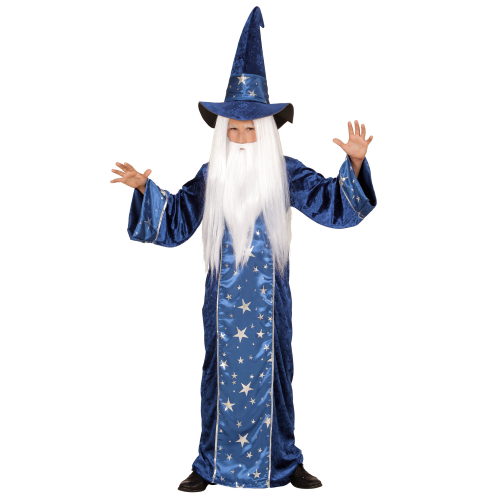 COSTUME VESTITO ABITO TRAVESTIMENTO CARNEVALE MAGO FANTASY TUNICA E CAPPELLO 5/13 ANNI - 1522