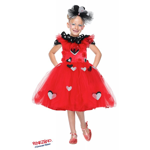 COSTUME VESTITO ABITO TRAVESTIMENTO CARNEVALE BAMBINA PRINCIPESSA DEI CUORI 54201